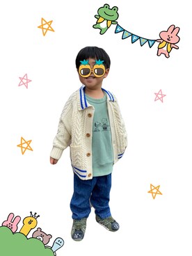 「アイテム（スウェット）」を使った、あもこさん（キッズ・100cm）の春コーディネート