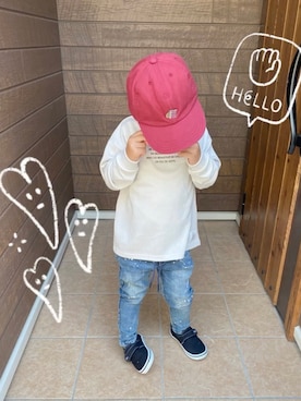 「F.O.KIDS（エフオーキッズ）のアイテム（キャップ）」を使った、あもこさん（キッズ・100cm）の秋コーディネート