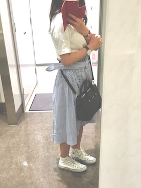 「FURLA（フルラ）のアイテム（トートバッグ、ブラック系）」を使った、runさん（レディース・152cm）の夏コーディネート