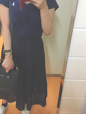 「FURLA（フルラ）のアイテム（トートバッグ、ブラック系）」を使った、runさん（レディース・152cm）の夏コーディネート