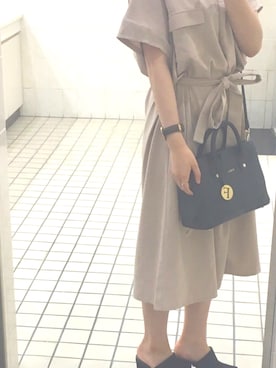 「FURLA（フルラ）のアイテム（トートバッグ、ブラック系）」を使った、runさん（レディース・152cm）の夏コーディネート