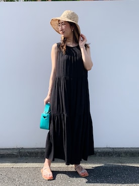 「ハットコーデ」｜「アイテム（ワンピース/ドレス）」を使った、ebiさん（レディース・163cm）の春コーディネート