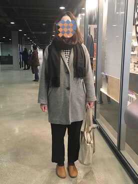 「studio CLIP（スタディオクリップ）のアイテム（ステンカラーコート）」を使った、OZOOHさん（レディース・163cm）の冬コーディネート