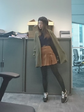 「CASIO」｜「アイテム（ハンチング/ベレー帽）」を使った、GGGさん（レディース・157cm）の冬コーディネート