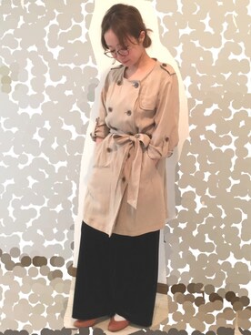 「Another Edition（アナザーエディション）のアイテム（トレンチコート）」を使った、よこぴさん（レディース・148cm）の冬コーディネート