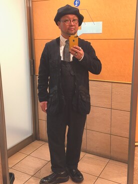 「NO NAME（ノーネーム）のアイテム（つなぎ/オールインワン）」を使った、せきさんさん（メンズ・161cm）の冬コーディネート