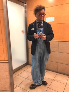 「Engineered Garments（エンジニアードガーメンツ）のアイテム（サロペット/オーバーオール）」を使った、せきさんさん（メンズ・161cm）の秋コーディネート
