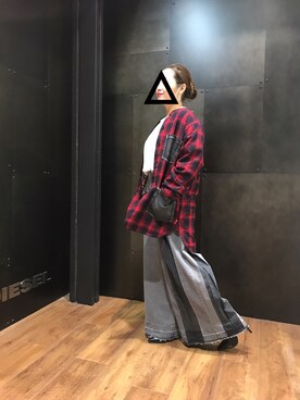 「DIESEL（ディーゼル）のアイテム（ノーカラージャケット）」を使った、YSato51002さん（レディース・152cm）の秋コーディネート