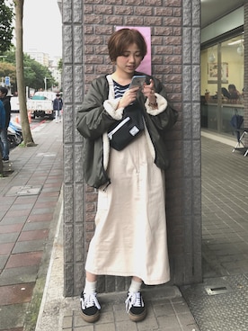 「kastane_ootd」｜「アイテム（ブルゾン）」を使った、WSJさん（レディース・160cm）の冬コーディネート