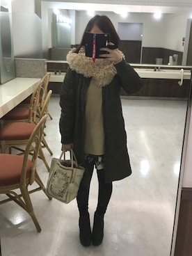 「ファースヌード」｜「アイテム（ブーツ）」を使った、まりさん（レディース・154cm）の冬コーディネート