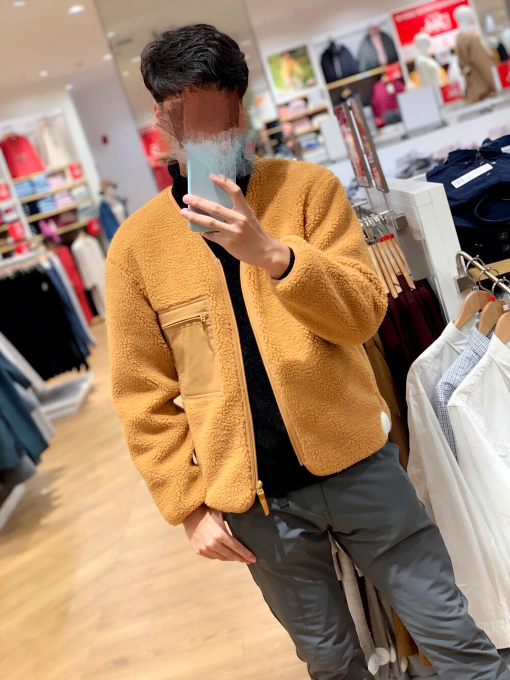 「UNIQLOのアイテム（ノーカラージャケット、オレンジ系）」を使った、梓Z桑さん（メンズ・184cm）の冬コーディネートの1枚目の写真