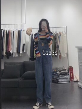 「通勤穿搭」｜「アイテム（オールインワン・サロペット）」を使った、maojiejieさん（レディース・158cm）の秋コーディネート
