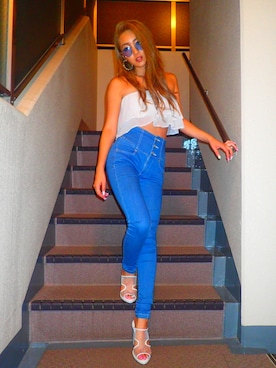 「RESEXXY（リゼクシー）のアイテム（チューブトップ）」を使った、MANAMI（manya❤︎）さん（レディース・159cm）の夏コーディネート