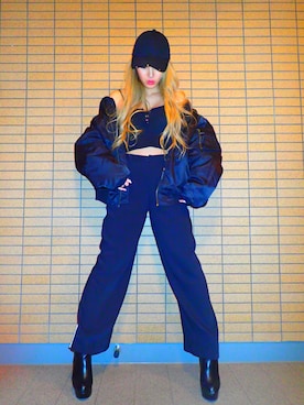 「FIG&VIPER（フィグアンドバイパー）のアイテム（MA-1）」を使った、MANAMI（manya❤︎）さん（レディース・159cm）の冬コーディネート