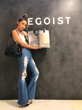 「EGOIST（エゴイスト）のアイテム（デニムパンツ）」を使った、MANAMI（manya❤︎）さん（レディース・159cm）の春コーディネート