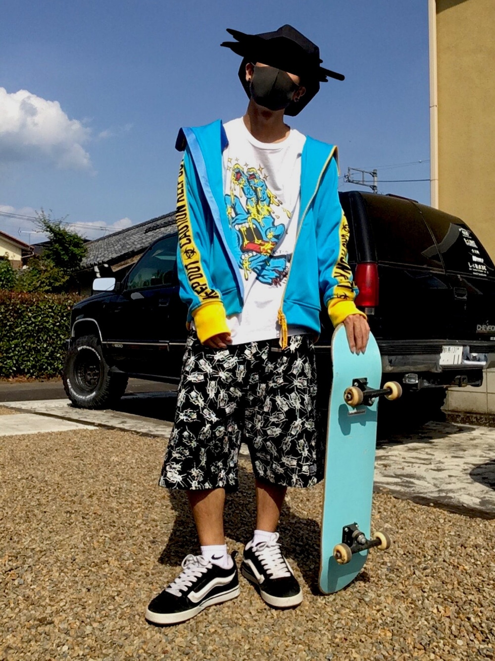 「beauty:beast、buttstain、ゴッドハンド、加藤鷹、VANS、KNU SKOOL、チェックパンツ、dope、pop」｜「beauty:beastのアイテム（ジャケット/アウター、その他）」を使った、寺さん（メンズ・270cm）の春コーディネートの1枚目の写真