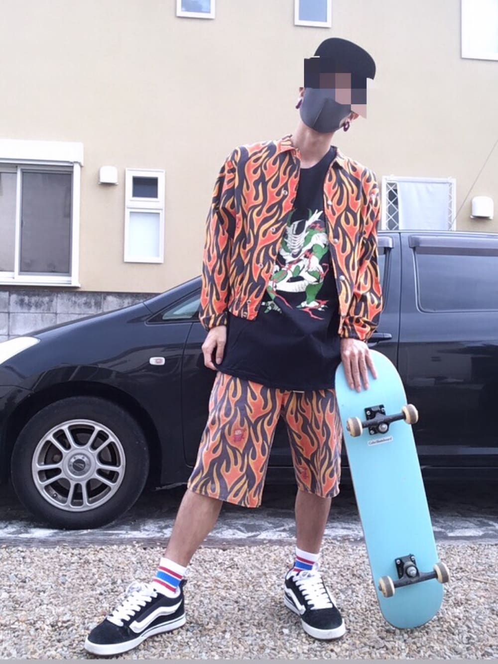 「life's a beach、ライフズアビーチ、セットアップ、SICARIO、vans、フリーザ様、psycho works、dope、pop」｜「LIFE'S A BEACHのアイテム（ブルゾン、オレンジ系）」を使った、寺さん（メンズ・270cm）の夏コーディネートの1枚目の写真