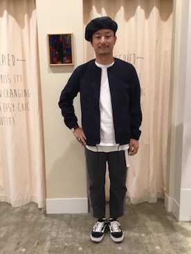 「coen（コーエン）のアイテム（ハンチング/ベレー帽）」を使った、coen のもとさん（メンズ・172cm）の夏コーディネート