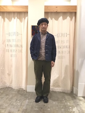 「coen（コーエン）のアイテム（ハンチング/ベレー帽）」を使った、coen のもとさん（メンズ・172cm）の秋コーディネート