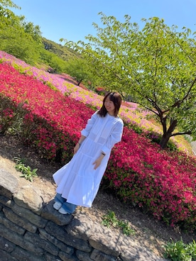 「rectangle（レクタングル）のアイテム（シャツワンピース）」を使った、yukaさん（レディース・156cm）の春コーディネート