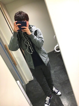 「EDWIN（エドウィン）のアイテム（ナイロンジャケット）」を使った、shinさん（メンズ・177cm）の冬コーディネート