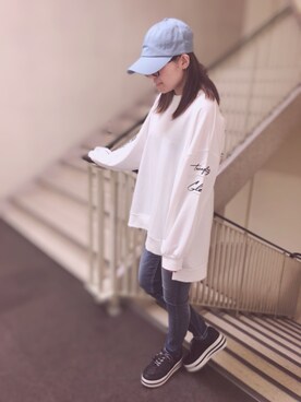 「インスタやってます」｜「アイテム（スウェット）」を使った、🦋🦋🦋あすっしー🦋🦋🦋さん（レディース・160cm）の夏コーディネート