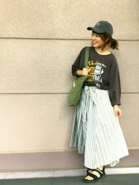 「DRESKIP（ドレスキップ）のアイテム（キャップ）」を使った、ntkumao☺さん（レディース・150cm）の夏コーディネート