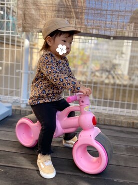 「アイテム（キャップ）」を使った、𝙍 ❤︎さん（キッズ・80cm）の冬コーディネート