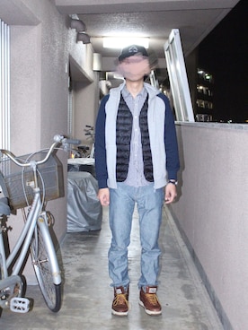 「ドラフトリーバイス」｜「アイテム（キャップ）」を使った、長(osa)さん（レディース・147cm）の冬コーディネート