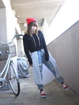 「ドラフトリーバイス」｜「アイテム（その他）」を使った、長(osa)さん（レディース・147cm）の冬コーディネート
