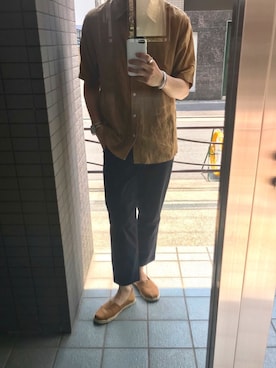 「TOMS（トムス）のアイテム（スリッポン）」を使った、でん。さん（メンズ・165cm）の夏コーディネート