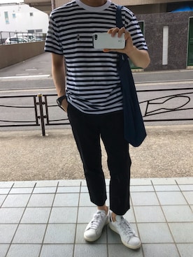 「マリン」｜「アイテム（アナログ腕時計）」を使った、でん。さん（メンズ・165cm）の夏コーディネート