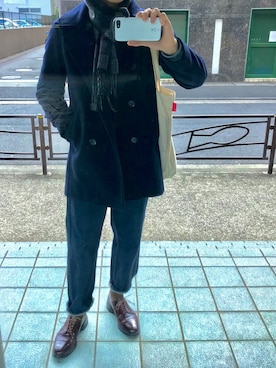 「JOURNAL STANDARD（ジャーナルスタンダード）のアイテム（ピーコート）」を使った、でん。さん（メンズ・165cm）の冬コーディネート