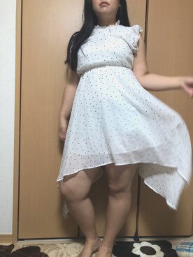 「Sheinのアイテム（ワンピース、ホワイト系）」を使った、Yさん（レディース・163cm）の夏コーディネート