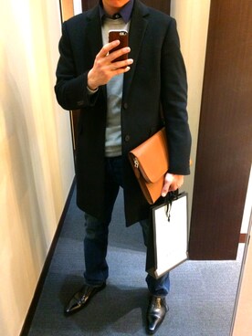 「Calvin Klein PLATINUM（カルバン・クライン プラティナム）のアイテム（ジャケット/アウター）」を使った、Hiroshi Matsuuraさん（メンズ・178cm）の冬コーディネート