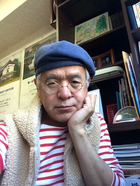「リラックスコーデ」｜「アイテム（ハンチング/ベレー帽）」を使った、しまうまおじさんさん（メンズ・165cm）の冬コーディネート