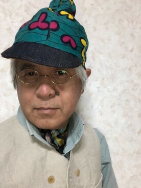 「R&D.M.Co OLDMAN’S TAILOR（オールドマンズテイラー）のアイテム（トップス）」を使った、しまうまおじさんさん（メンズ・165cm）の夏コーディネート