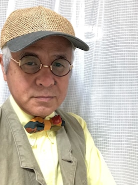 「アイテム（帽子）」を使った、しまうまおじさんさん（メンズ・165cm・60代）の夏コーディネート