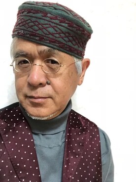 「アイテム（帽子）」を使った、しまうまおじさんさん（メンズ・165cm・60代）の秋コーディネート