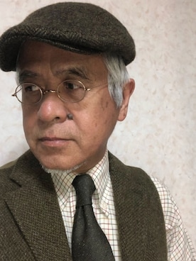 「アイテム（帽子）」を使った、しまうまおじさんさん（メンズ・165cm・60代）の秋コーディネート