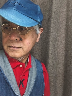 「アイテム（キャップ）」を使った、しまうまおじさんさん（メンズ・165cm・60代）の春コーディネート