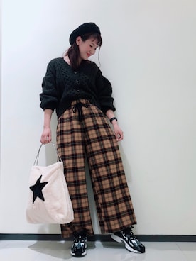 「w closet」｜「アイテム（ハンチング/ベレー帽）」を使った、kimuraさん（レディース・162cm）の秋コーディネート