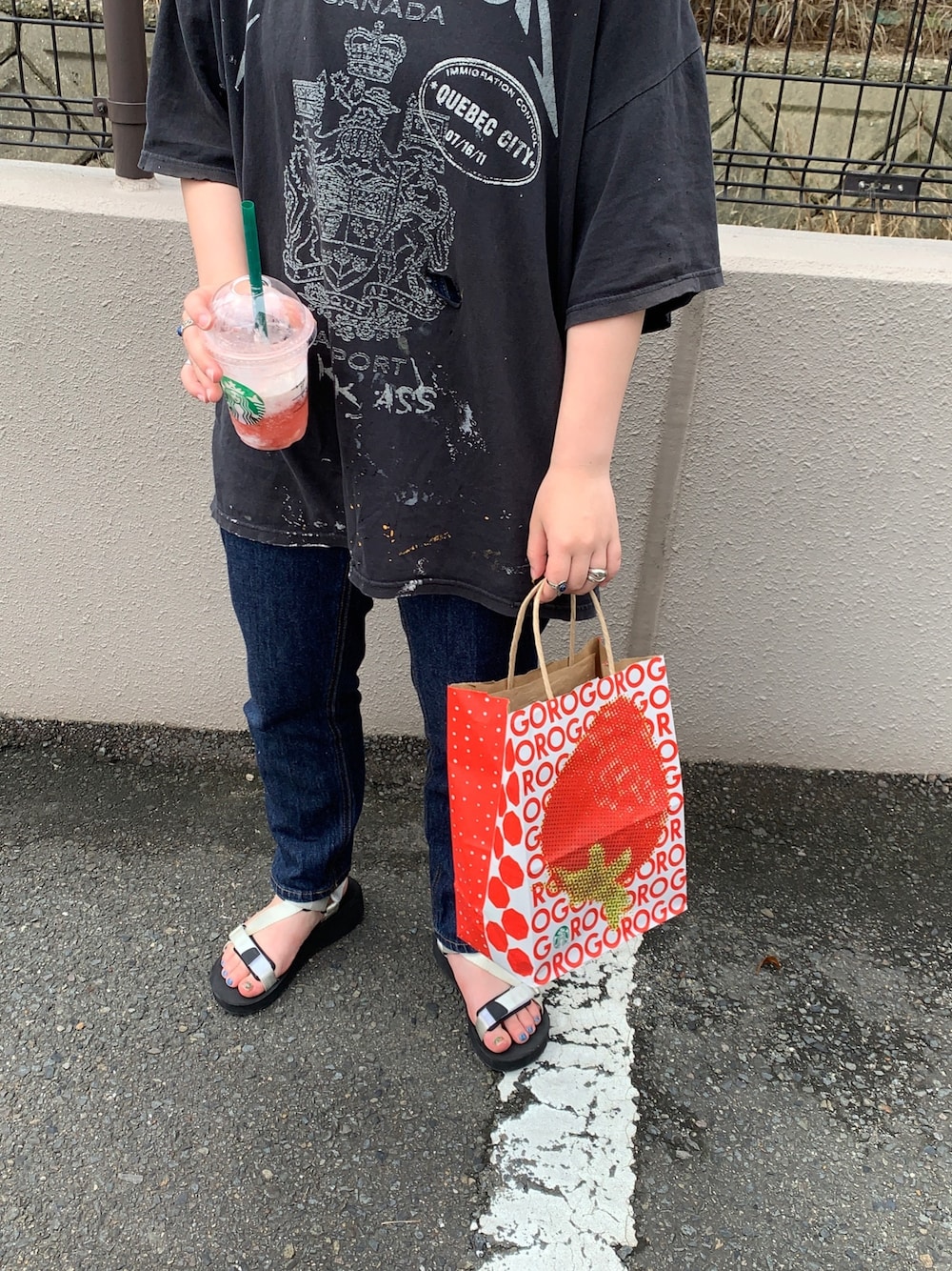 「今日のコーデ、ラフスタイル、夏、サンダル、プチプラ、おしゃれさんと繋がりたい、低身長、シンプルコーデ、スポーツサンダル、METALLICA」｜「METALLICAのアイテム（Tシャツ/カットソー、ブラック系）」を使った、hiyocode1207さん（レディース・151cm）の夏コーディネートの1枚目の写真