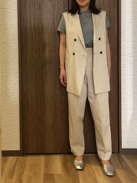 「classicalelf（クラシカルエルフ）のさらり滑らか。綿100％、シンプルフレンチシルケットトップス（Tシャツ/カットソー）」を使った、®️さん（レディース・162cm）の夏コーディネート