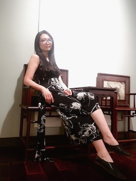 「基础款」｜「アイテム（スリッポン）」を使った、粉粉格子蓝蓝天さん（レディース・166cm）の夏コーディネート