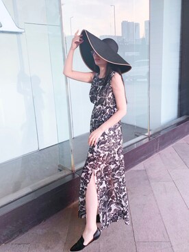 「黑白配」｜粉粉格子蓝蓝天さん（レディース・165cm）の夏コーディネート