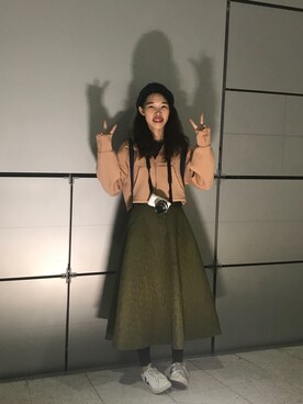 「H&M（エイチ・アンド・エム）のアイテム（ブルゾン）」を使った、ElionLuさん（レディース・157cm）の秋コーディネート