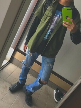 「Alpha Industries（アルファインダストリーズ）のアイテム（トップス）」を使った、haatoさん（メンズ・172cm）の春コーディネート