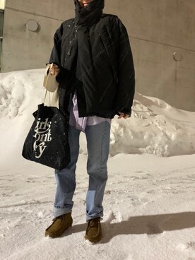 「BEAMS（ビームス）のアイテム（モカシン/デッキシューズ）」を使った、mikannnnnさん（レディース・164cm）の冬コーディネート