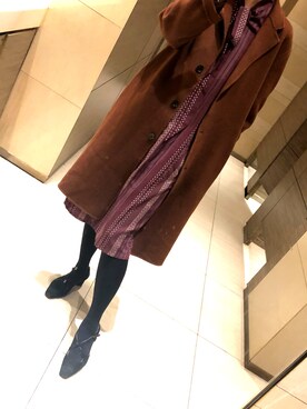 「Handmade（ハンドメイド）のアイテム（尼大衣、ブラウン系）」を使った、soso_youngさん（レディース）の冬コーディネート